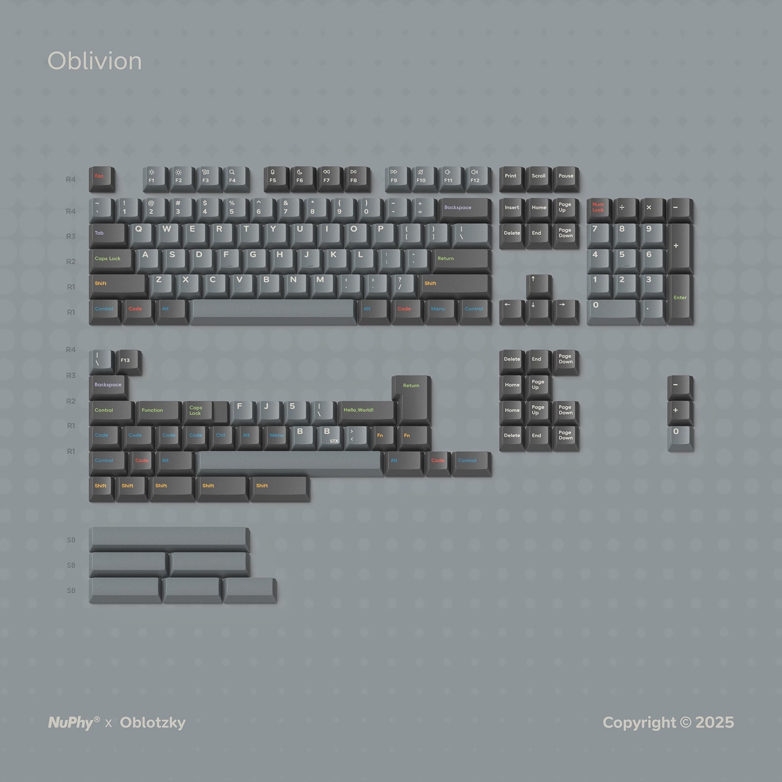 NuPhy x Oblotzky Oblivion Keycaps 箱ケース無し Mechanical_keyboard_keycaps_on