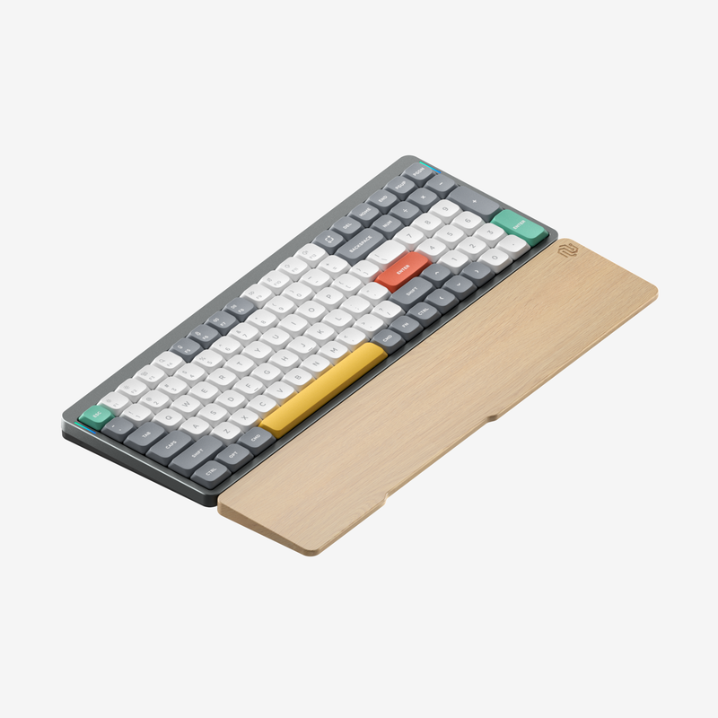 Lunar gray Air96 96% layout mechanical keyboard with ergonomic beech wrist rest