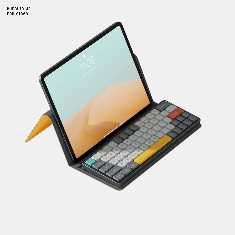Besides travel use, NuFolio V2 keyboard carrying case could be used as a phone or a tablet stand.