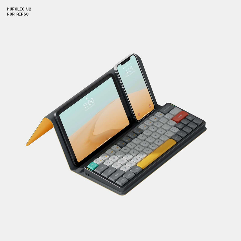NuFolio V2 keyboard carrying case could be used as a phone or a tablet stand.