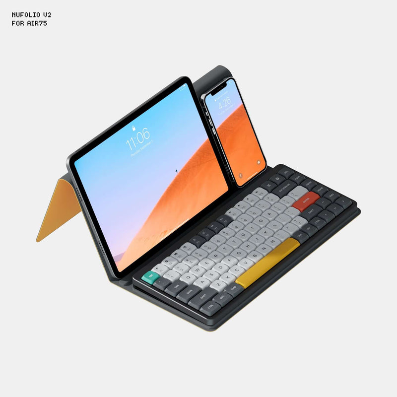 Besides travel use, NuFolio V2 keyboard carrying case could be used as a phone or a tablet stand.